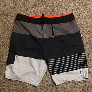 O'Neill Men's Colorblock Swim Shorts - Black, Gray, and White
